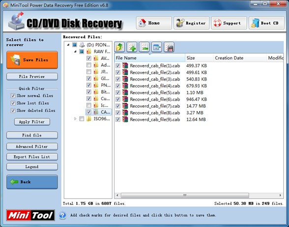 Recover files from CD1
